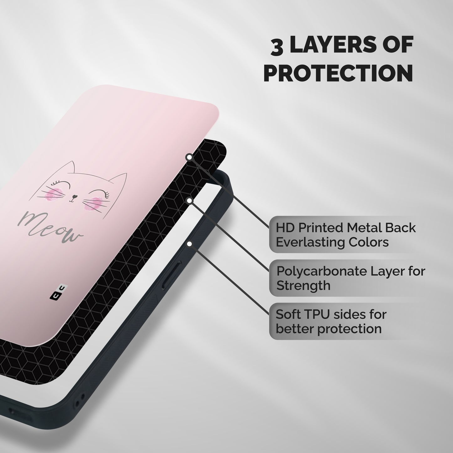 Meow Pink Shockproof Hybrid Protection (Metal + TPU) Back Case Cover