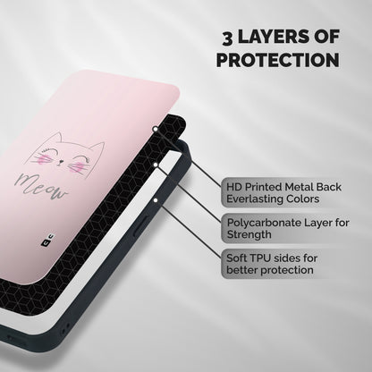 Meow Pink Shockproof Hybrid Protection (Metal + TPU) Back Case Cover