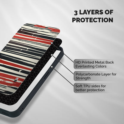 Messy Vintage Stripes Shockproof Hybrid Protection (Metal + TPU) Back Case Cover