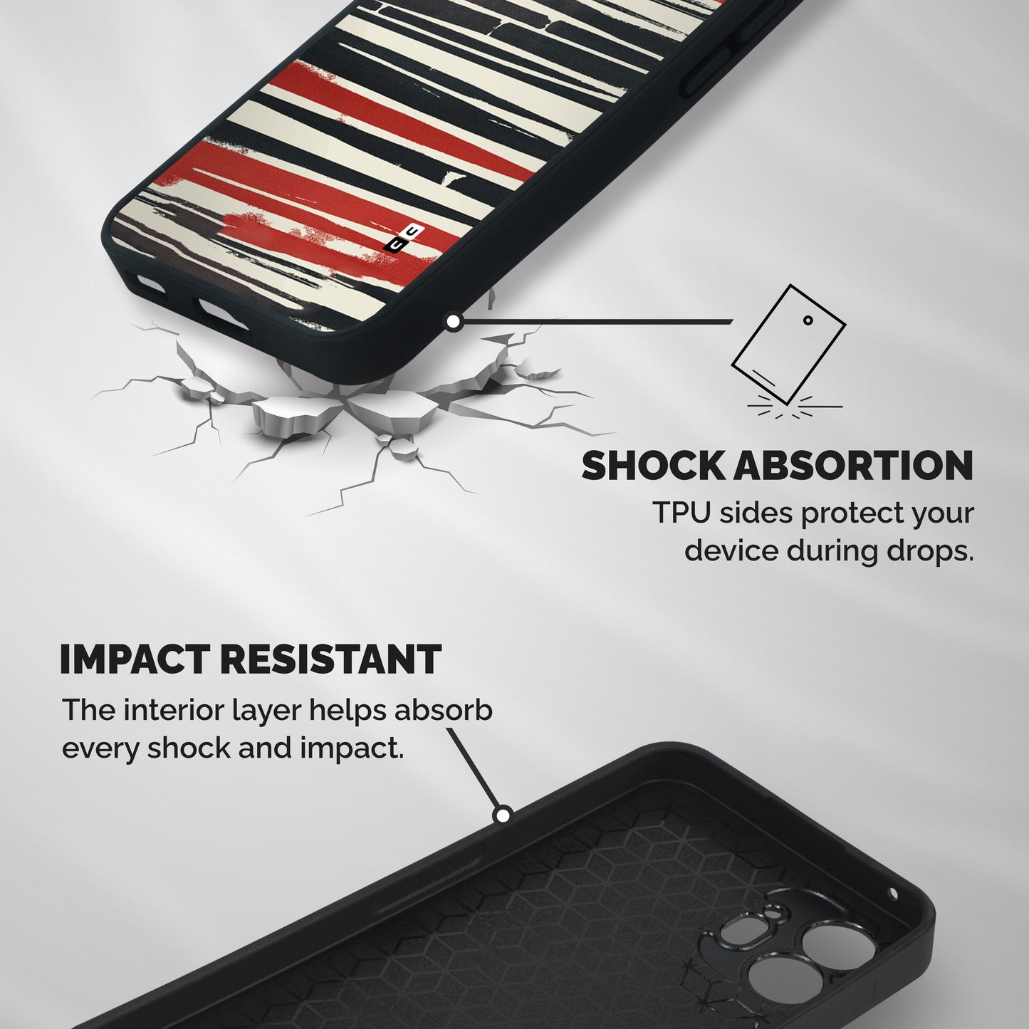 Messy Vintage Stripes Shockproof Hybrid Protection (Metal + TPU) Back Case Cover