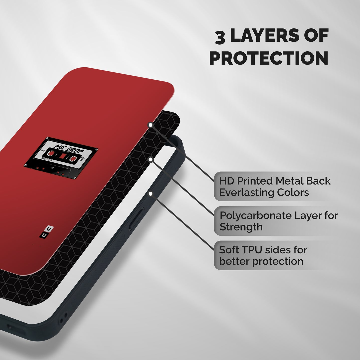 Mic Drop Cassette Minimalistic Shockproof Hybrid Protection (Metal + TPU) Back Case Cover