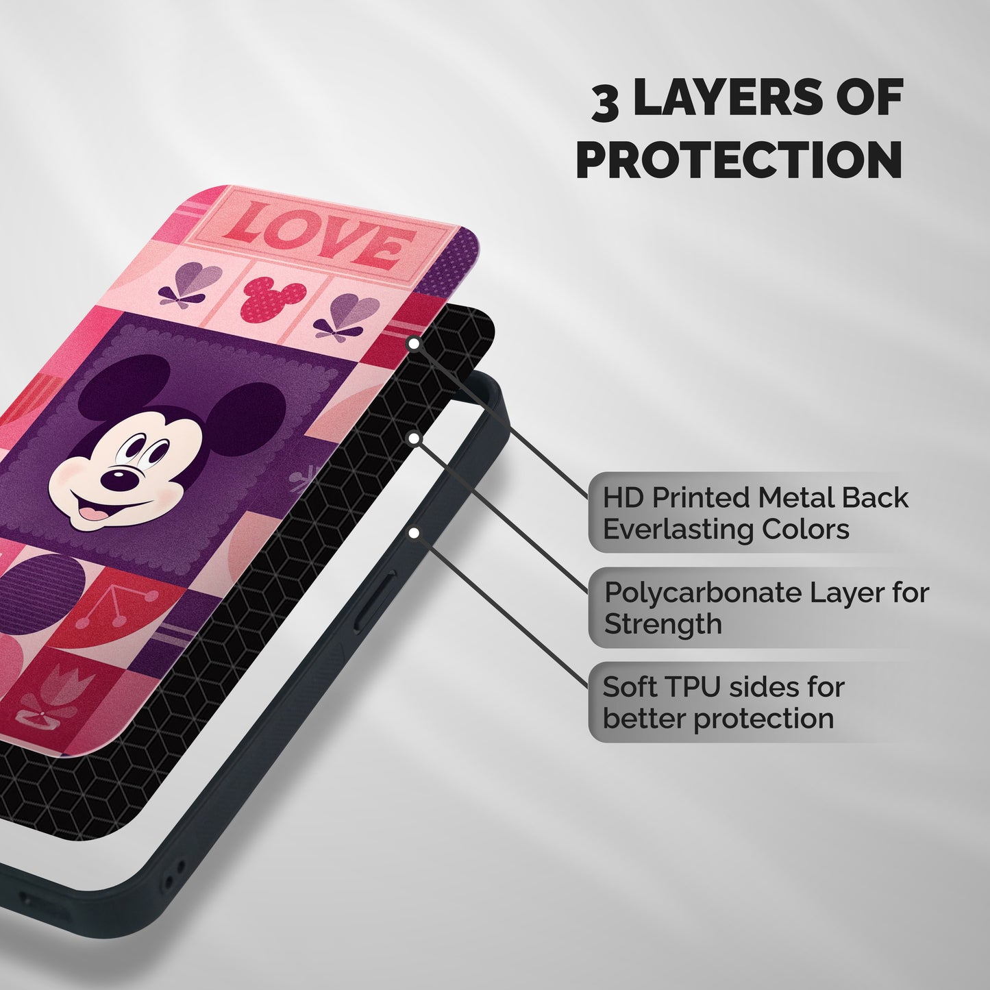 Mice In Love Shockproof Hybrid Protection (Metal + TPU) Back Case Cover