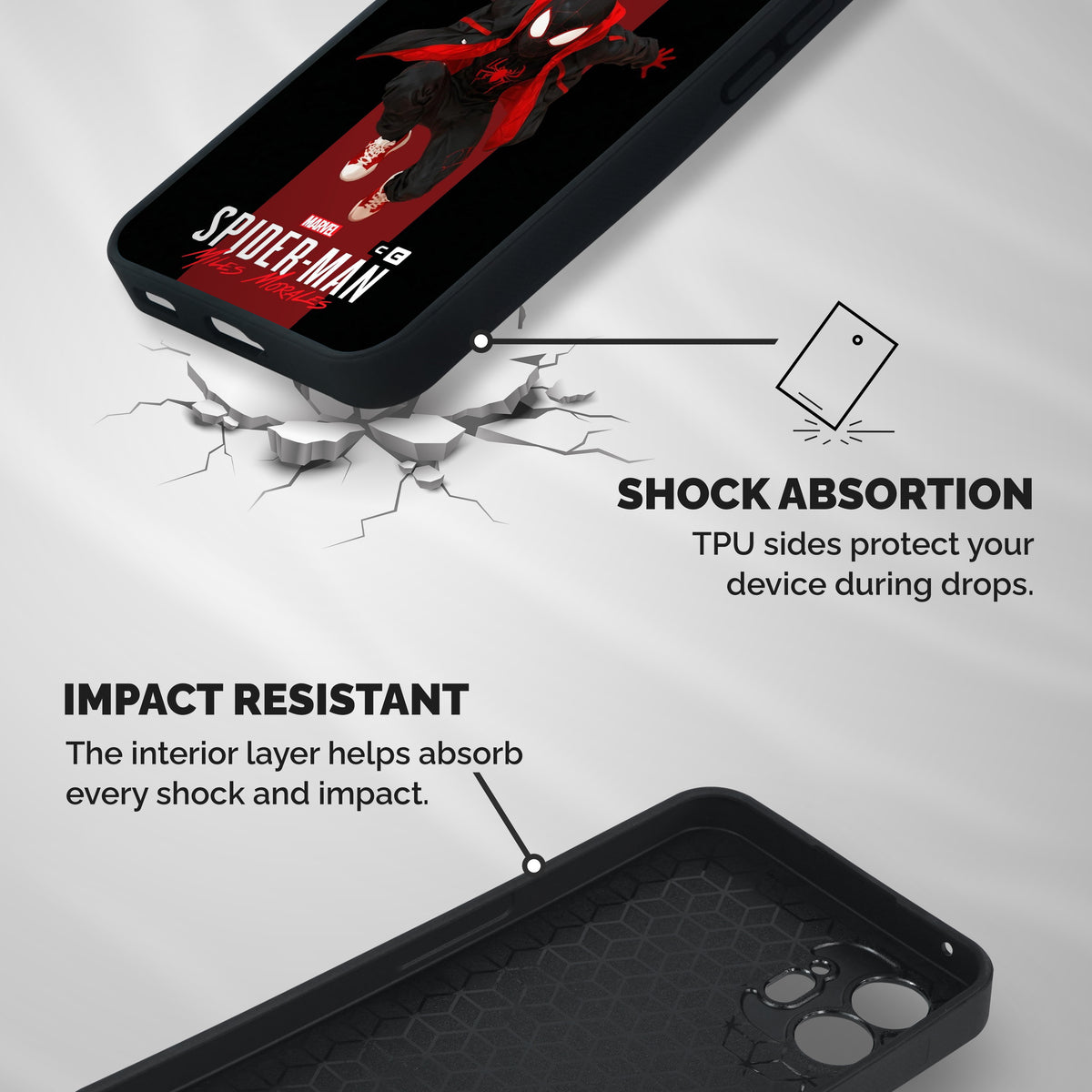 Miles Morales Spider Man Shockproof Hybrid Protection (Metal + TPU) Back Case Cover