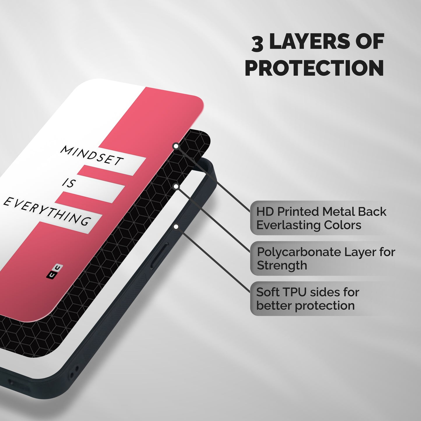 Mindset is Everything Shockproof Hybrid Protection (Metal + TPU) Back Case Cover