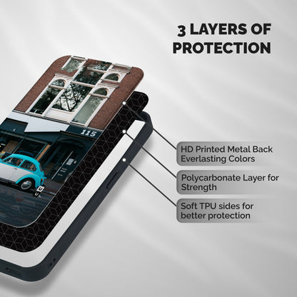 Mini Blue Car Shockproof Hybrid Protection (Metal + TPU) Back Case Cover