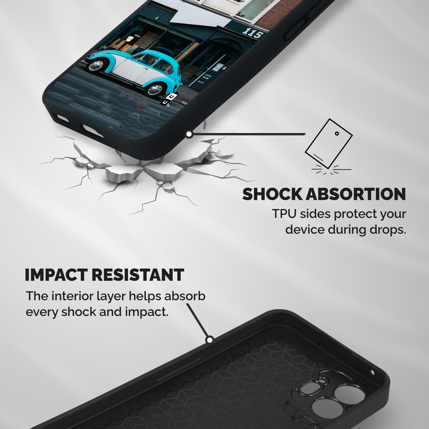 Mini Blue Car Shockproof Hybrid Protection (Metal + TPU) Back Case Cover