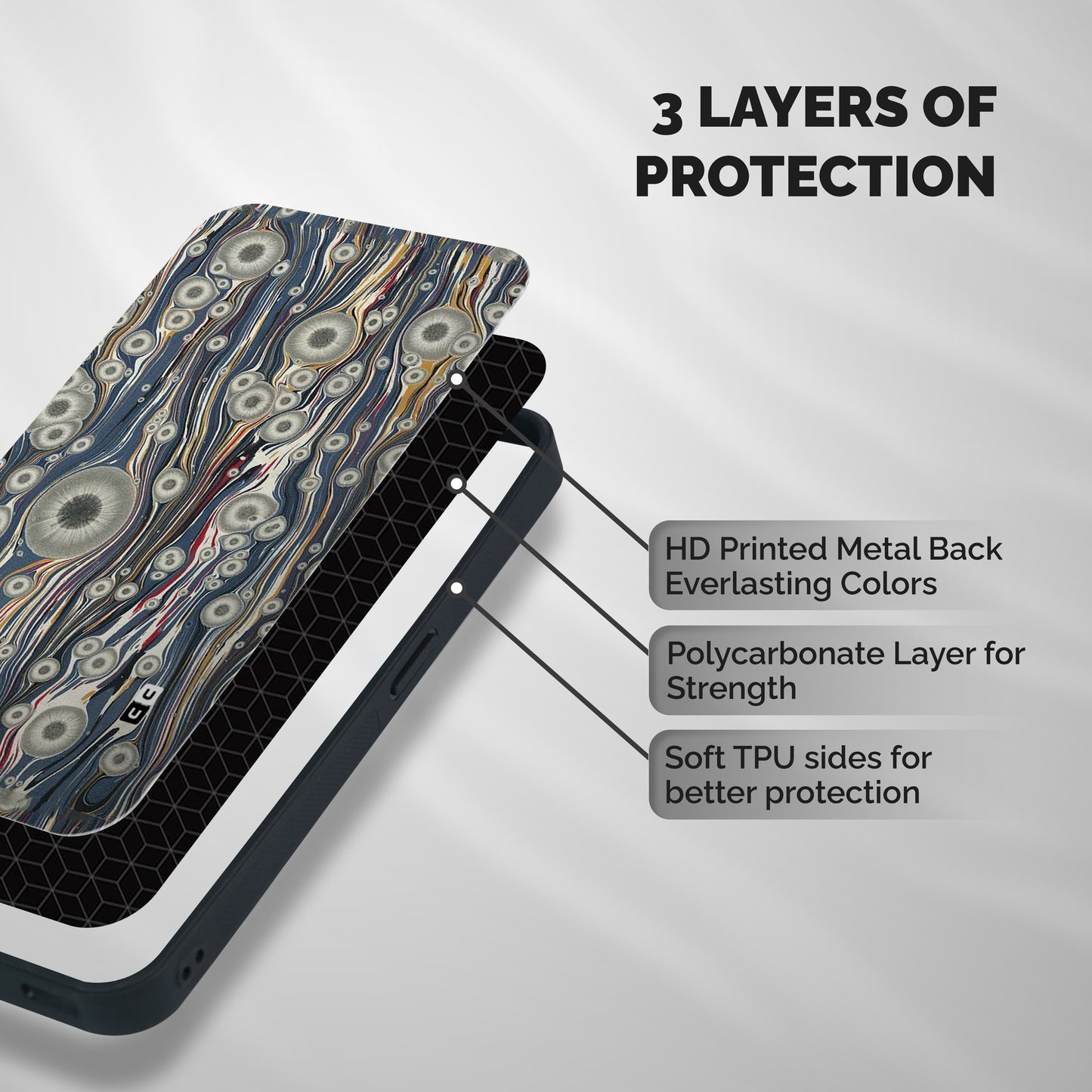 Mini Circles Shockproof Hybrid Protection (Metal + TPU) Back Case Cover