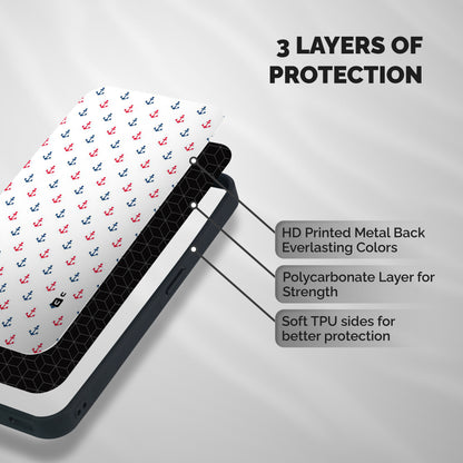 Minimal Anchor Pattern Shockproof Hybrid Protection (Metal + TPU) Back Case Cover