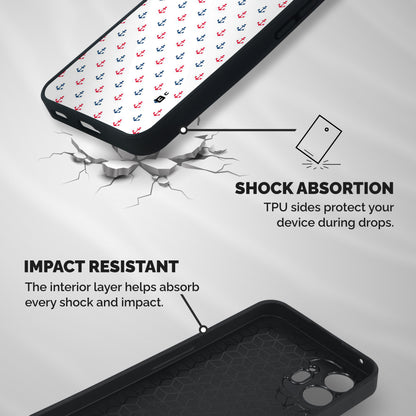 Minimal Anchor Pattern Shockproof Hybrid Protection (Metal + TPU) Back Case Cover