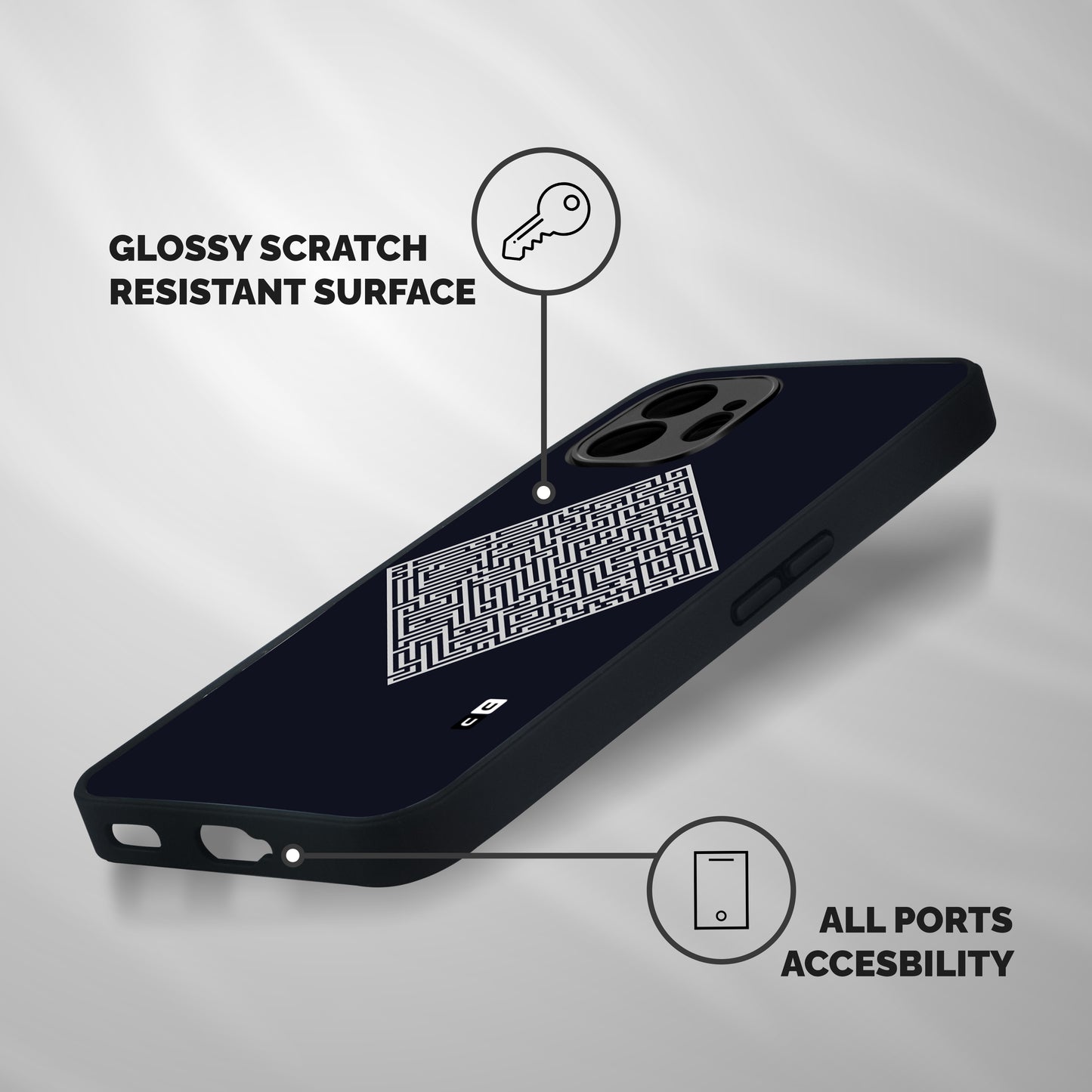 Minimal Maze Pattern Shockproof Hybrid Protection (Metal + TPU) Back Case Cover
