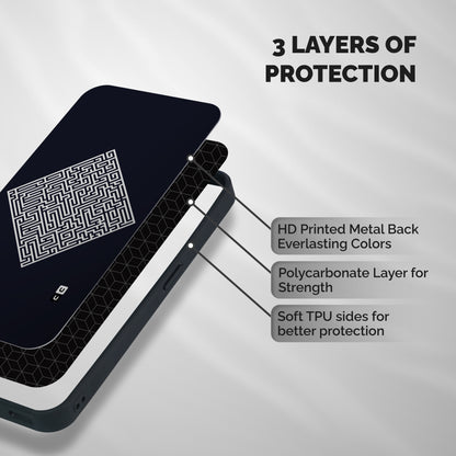 Minimal Maze Pattern Shockproof Hybrid Protection (Metal + TPU) Back Case Cover