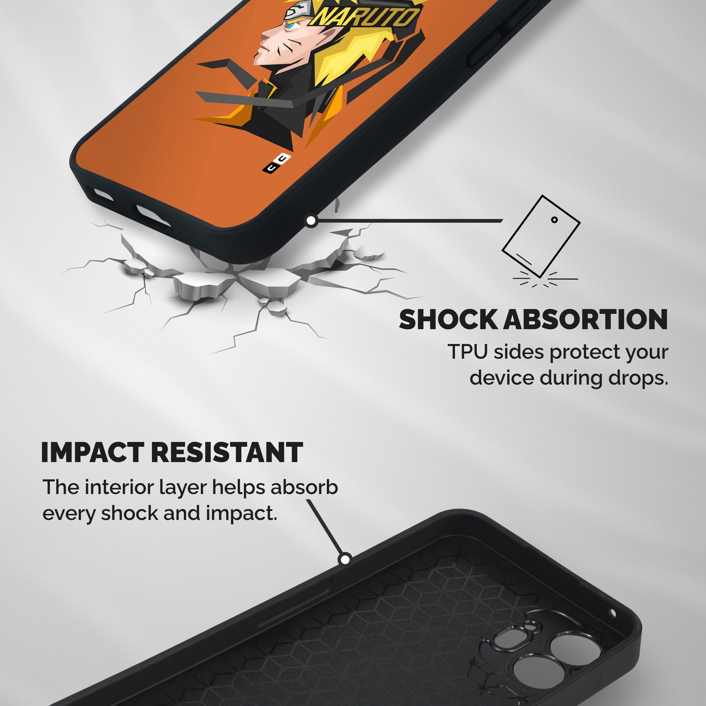 Minimal Naruto Artwork Shockproof Hybrid Protection (Metal + TPU) Back Case Cover