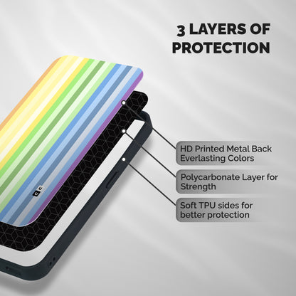 Minimal Pastel Shades Stripes Shockproof Hybrid Protection (Metal + TPU) Back Case Cover