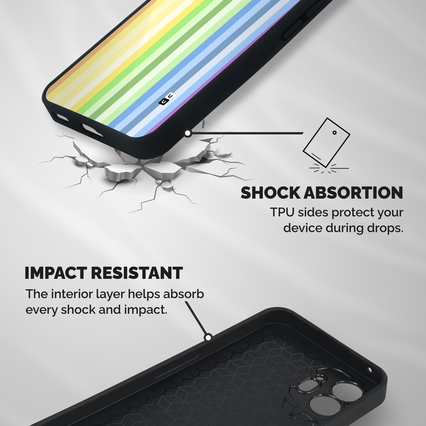 Minimal Pastel Shades Stripes Shockproof Hybrid Protection (Metal + TPU) Back Case Cover