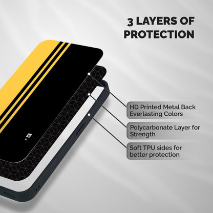 Minimal Yellow and Black Design Shockproof Hybrid Protection (Metal + TPU) Back Case Cover