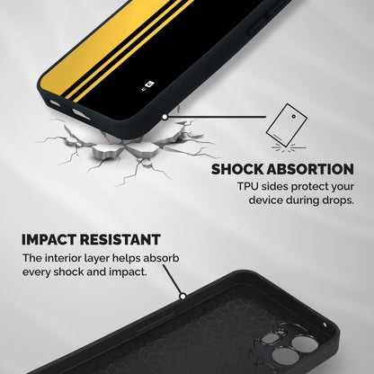 Minimal Yellow and Black Design Shockproof Hybrid Protection (Metal + TPU) Back Case Cover