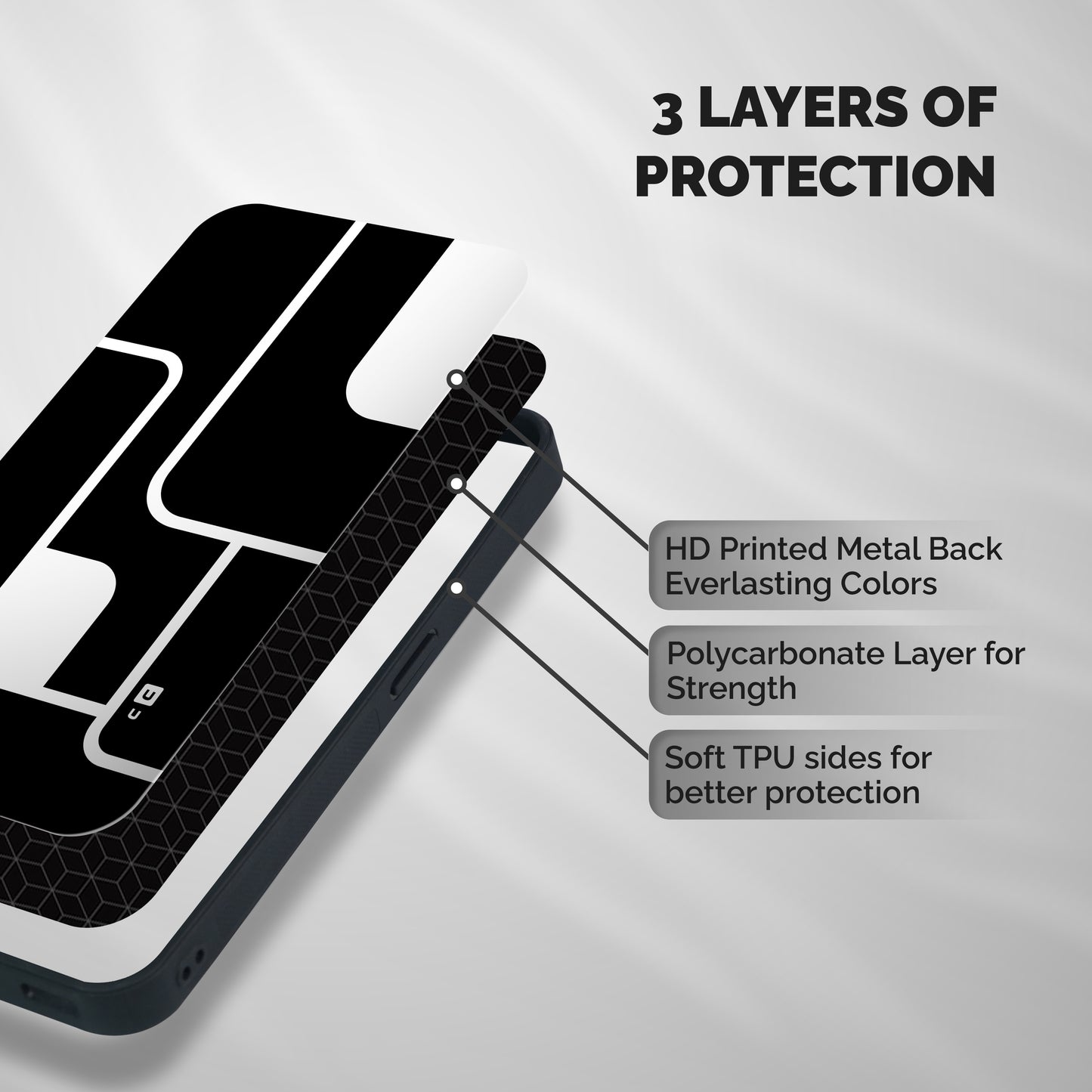 Minimalistic Shapes Shockproof Hybrid Protection (Metal + TPU) Back Case Cover
