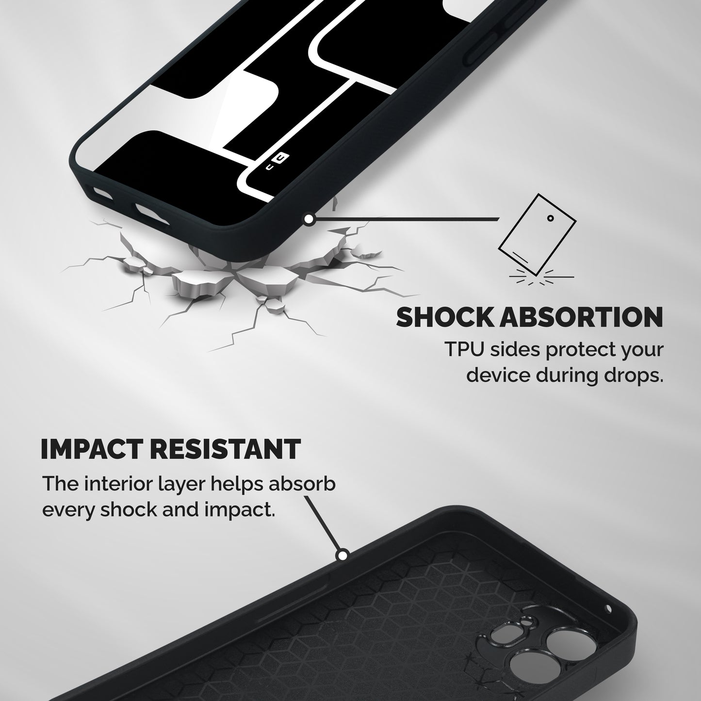 Minimalistic Shapes Shockproof Hybrid Protection (Metal + TPU) Back Case Cover