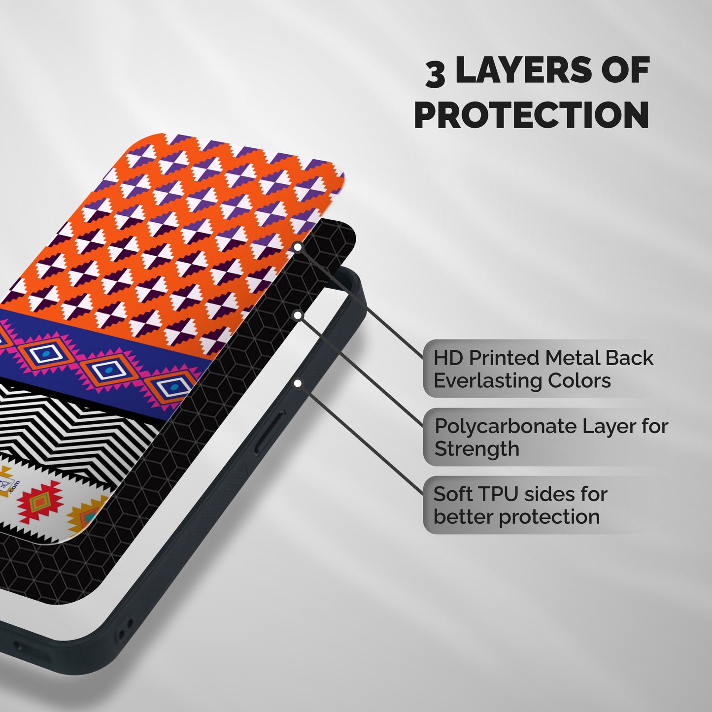 Mixed Pattern Aztec Shockproof Hybrid Protection (Metal + TPU) Back Case Cover