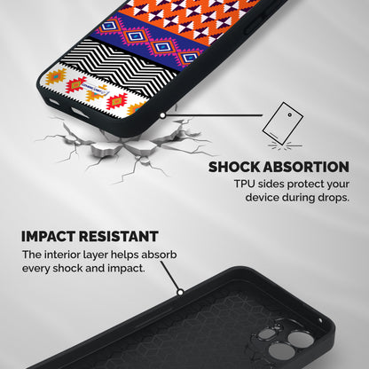 Mixed Pattern Aztec Shockproof Hybrid Protection (Metal + TPU) Back Case Cover