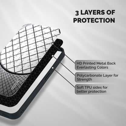 Modern Abstract Pattern Shockproof Hybrid Protection (Metal + TPU) Back Case Cover