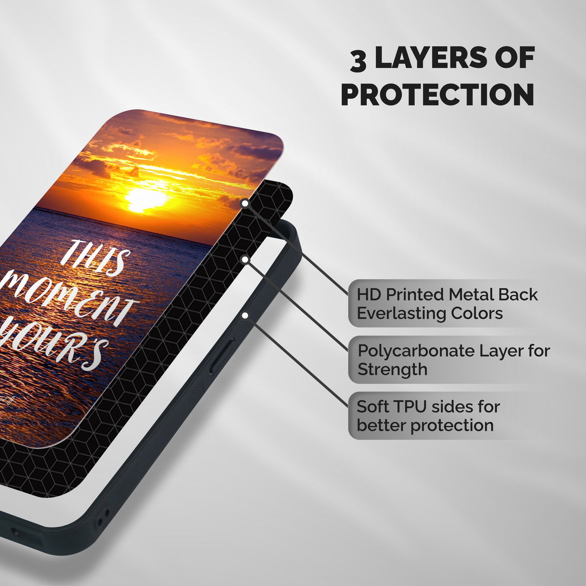Moments Shockproof Hybrid Protection (Metal + TPU) Back Case Cover