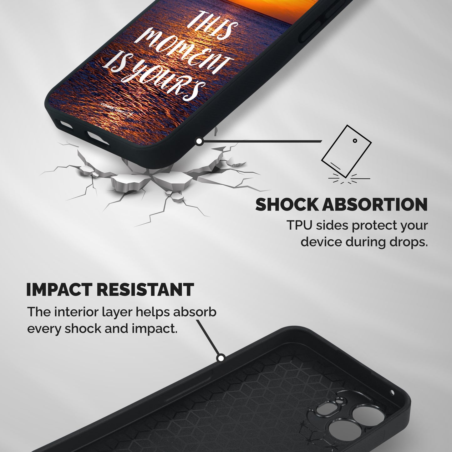 Moments Shockproof Hybrid Protection (Metal + TPU) Back Case Cover