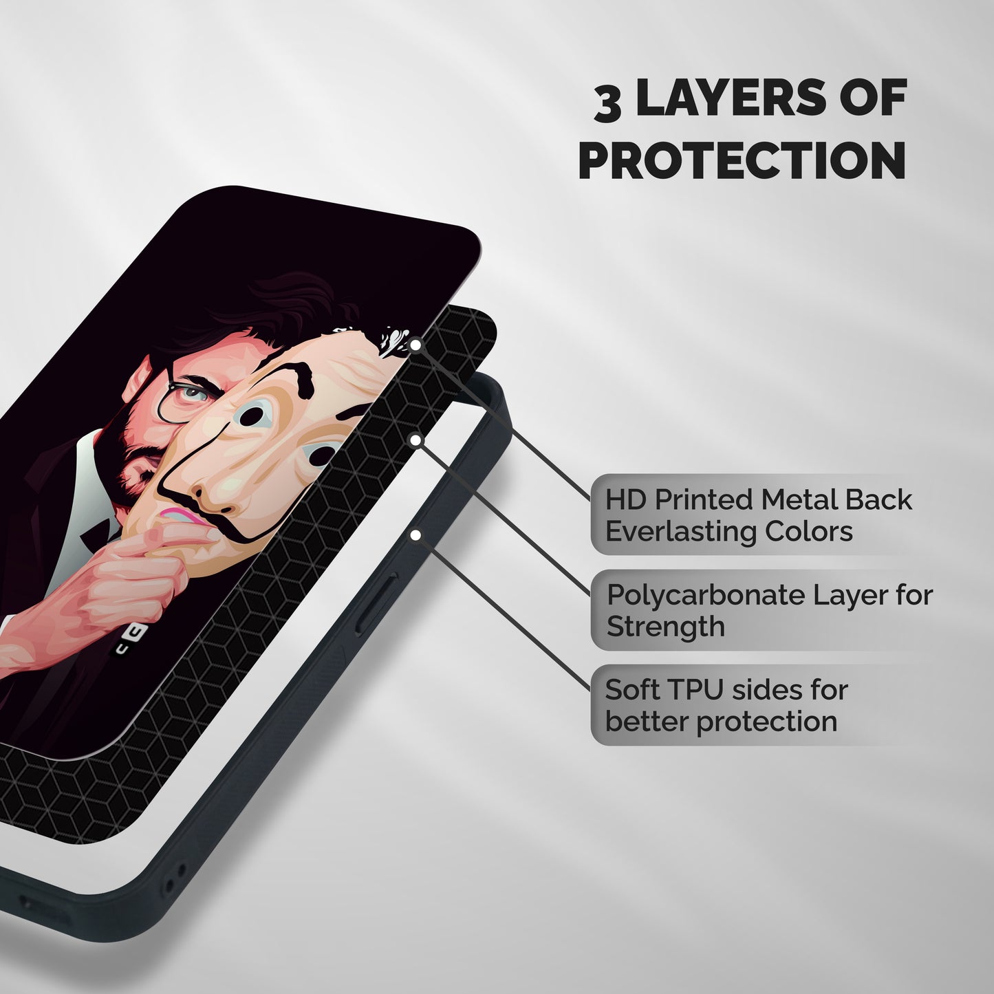 Money Heist Professor Art Shockproof Hybrid Protection (Metal + TPU) Back Case Cover