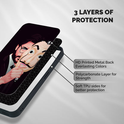 Money Heist Professor Art Shockproof Hybrid Protection (Metal + TPU) Back Case Cover