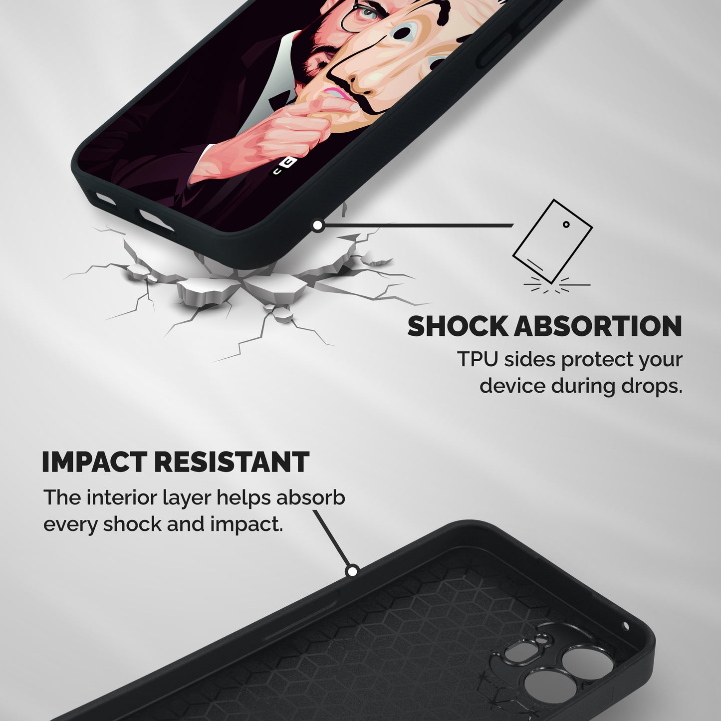 Money Heist Professor Art Shockproof Hybrid Protection (Metal + TPU) Back Case Cover