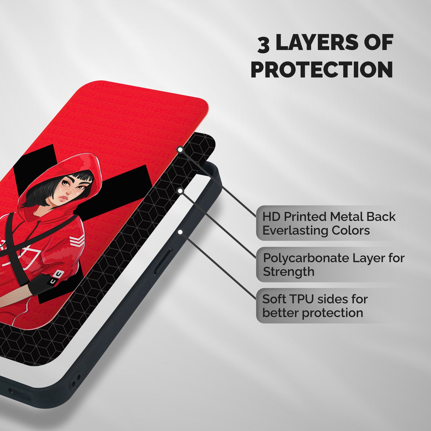 Money Heist Tokyo Digital Art Shockproof Hybrid Protection (Metal + TPU) Back Case Cover