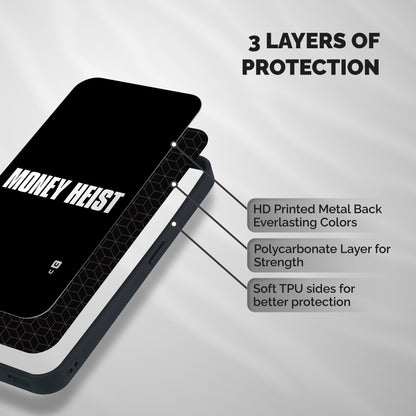 Money Heist Typography Shockproof Hybrid Protection (Metal + TPU) Back Case Cover