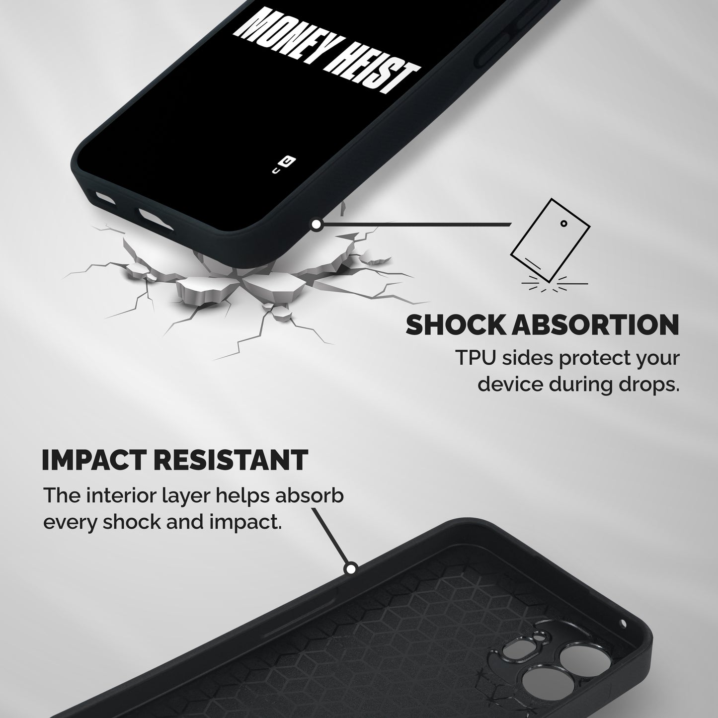 Money Heist Typography Shockproof Hybrid Protection (Metal + TPU) Back Case Cover