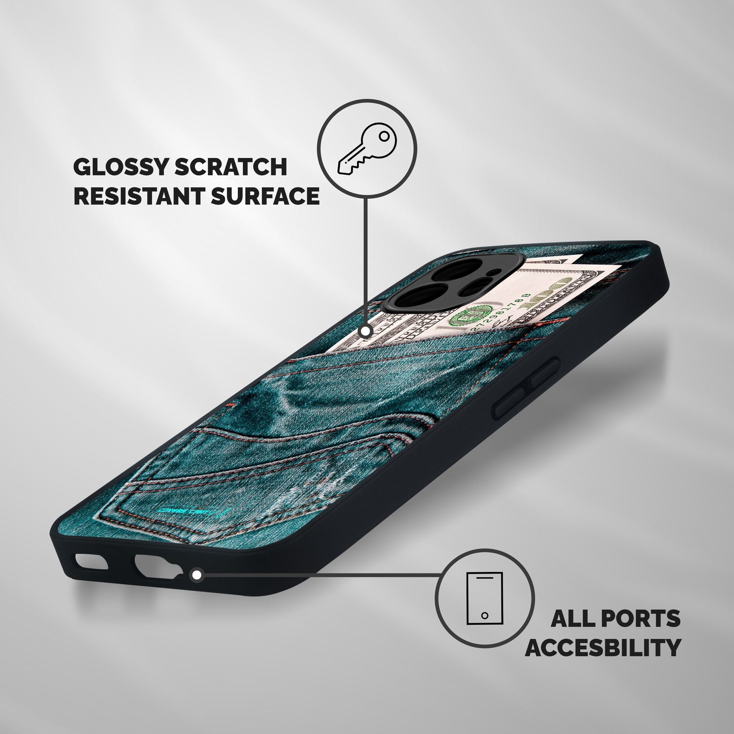 Money in Jeans Shockproof Hybrid Protection (Metal + TPU) Back Case Cover