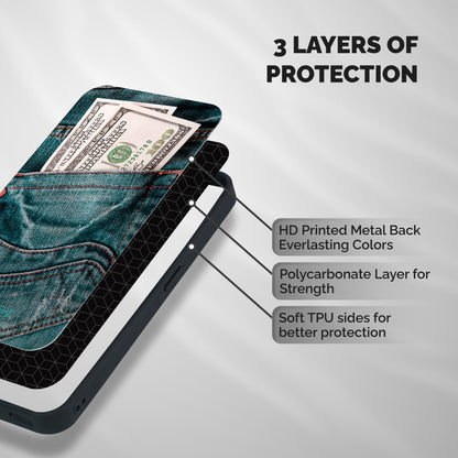Money in Jeans Shockproof Hybrid Protection (Metal + TPU) Back Case Cover