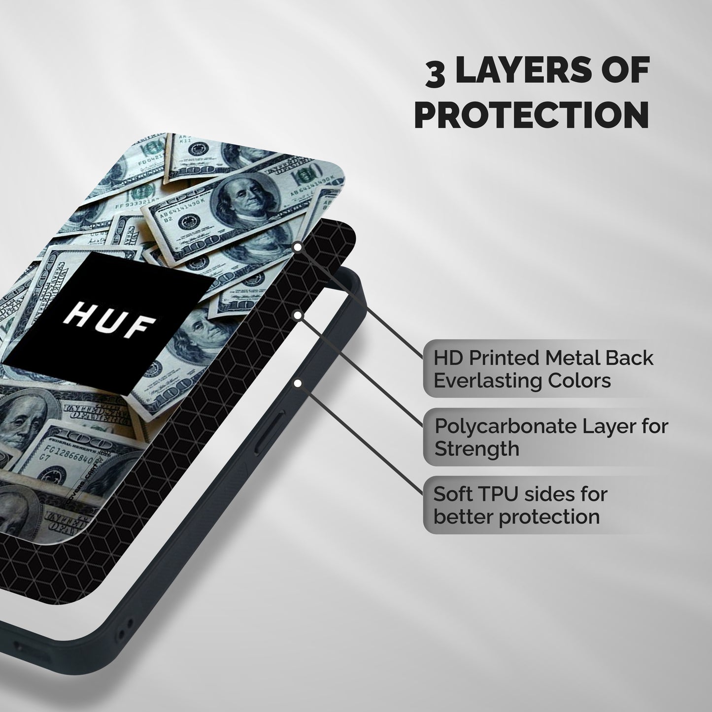 Money Life Shockproof Hybrid Protection (Metal + TPU) Back Case Cover