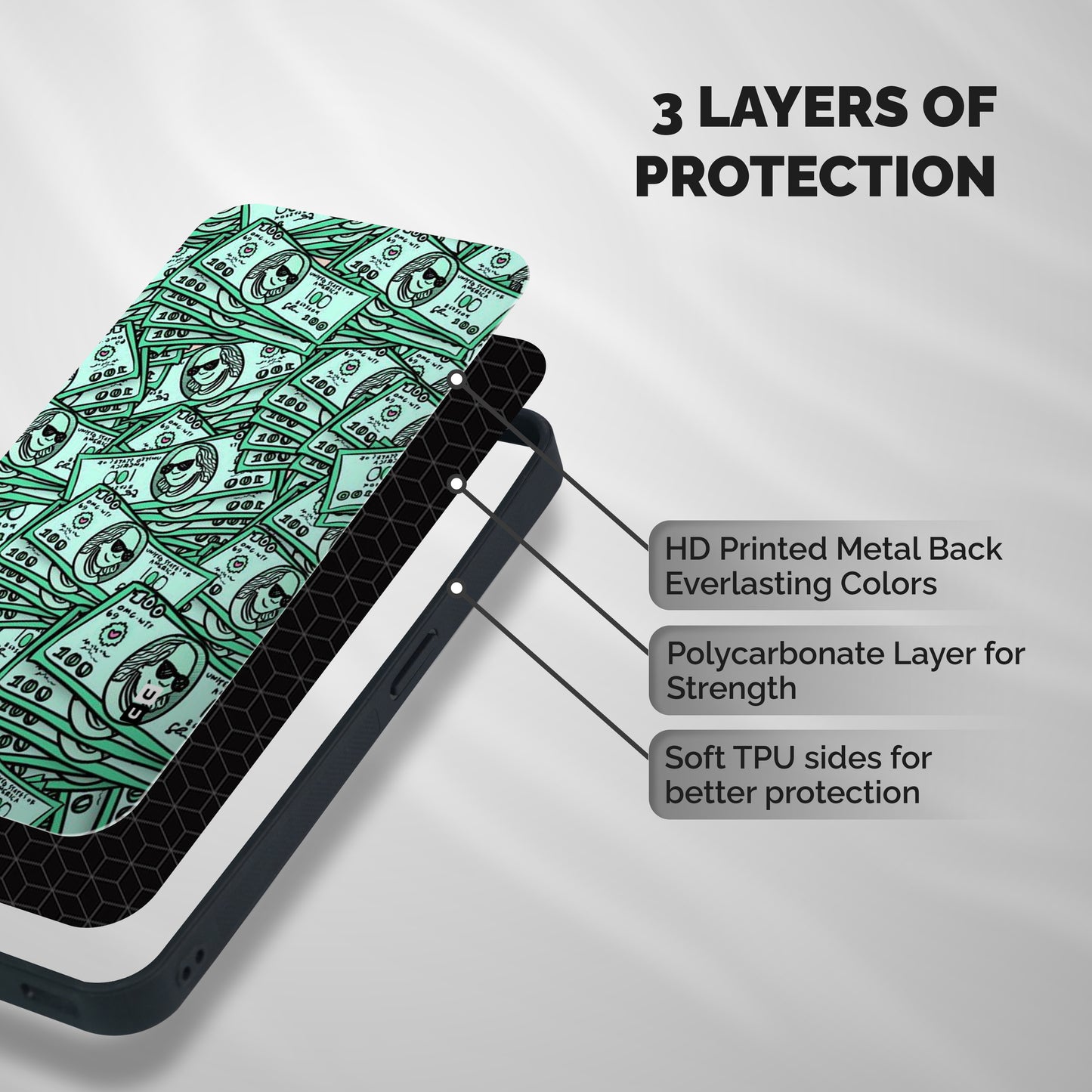 Money Swag Shockproof Hybrid Protection (Metal + TPU) Back Case Cover