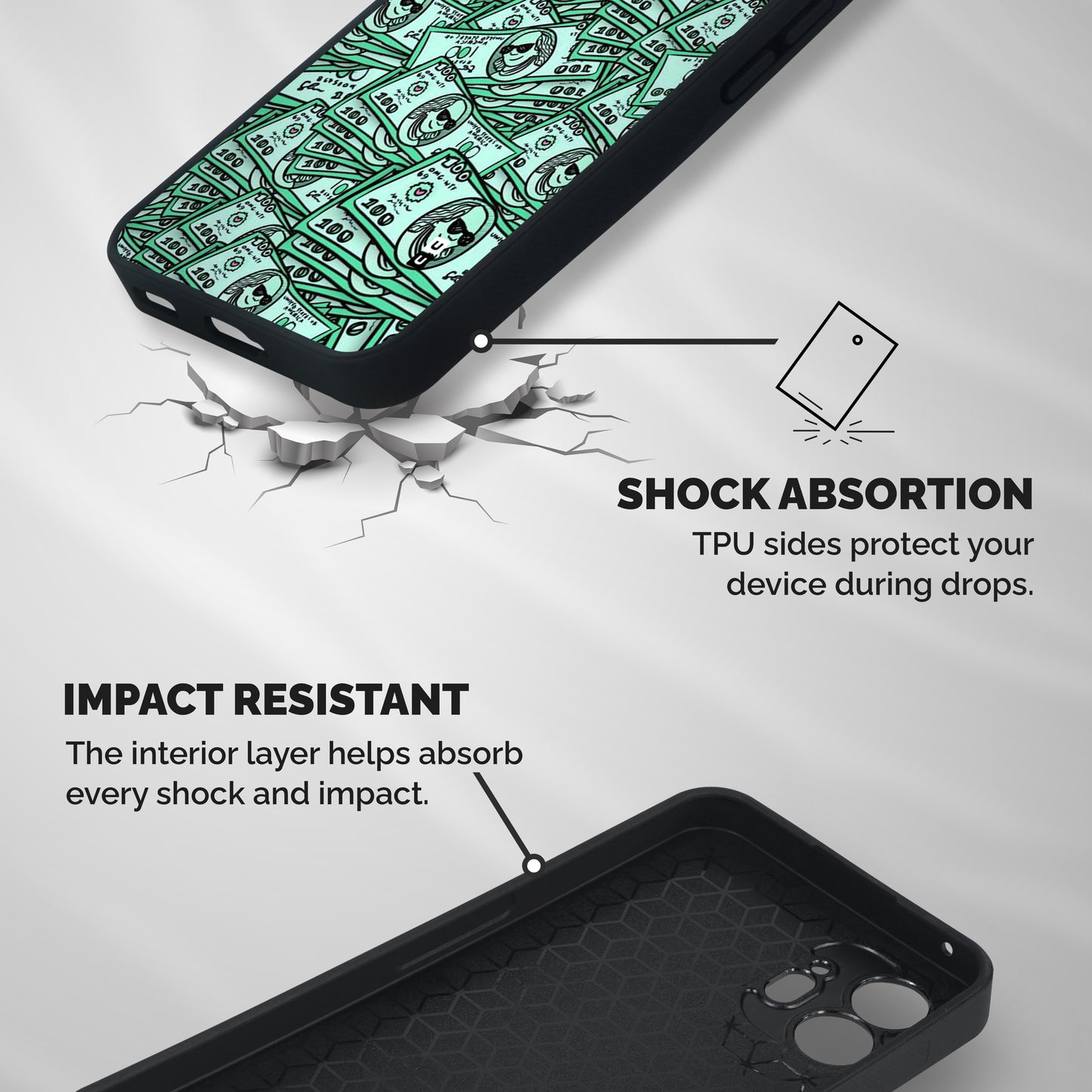 Money Swag Shockproof Hybrid Protection (Metal + TPU) Back Case Cover