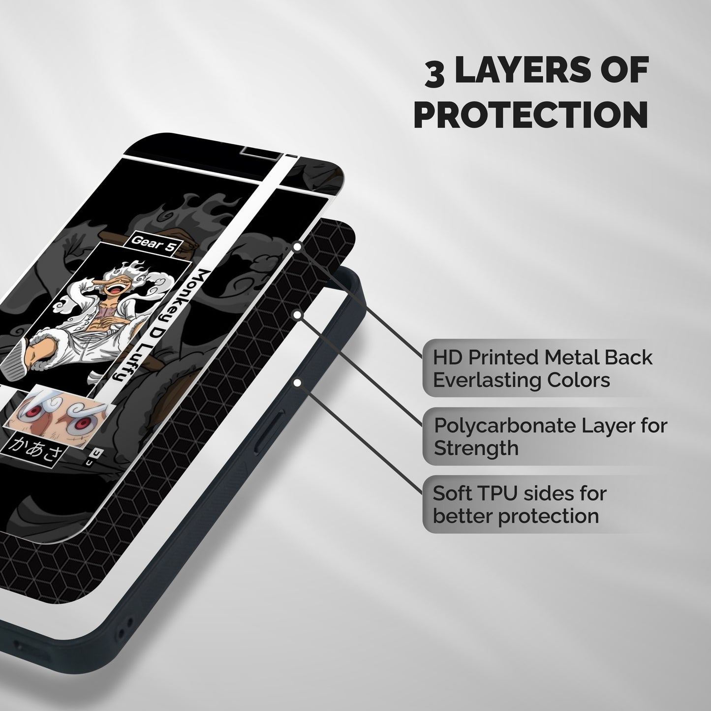 Monkey D luffy New Gear Shockproof Hybrid Protection (Metal + TPU) Back Case Cover