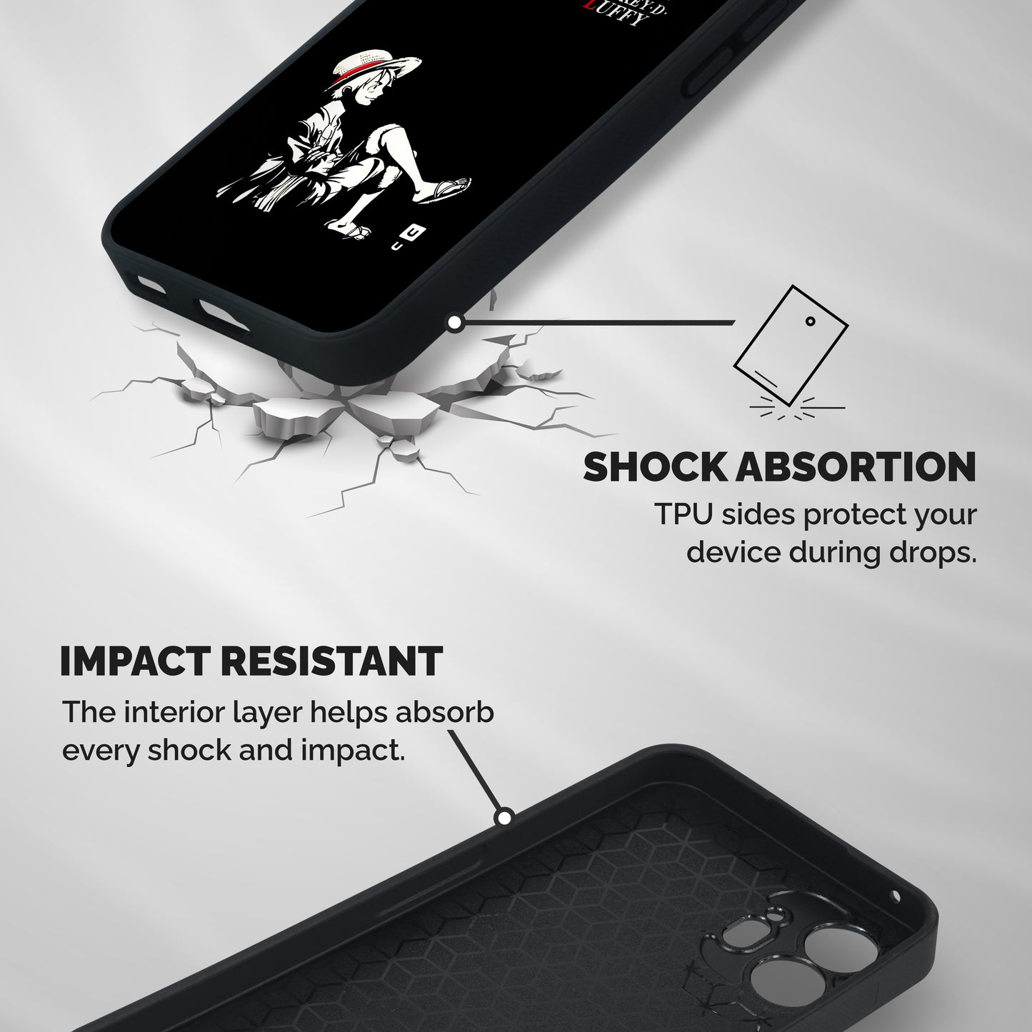 Monkey Luffy Shockproof Hybrid Protection (Metal + TPU) Back Case Cover