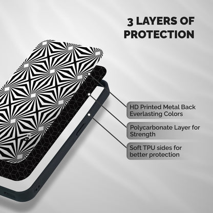 Monochromatic Swirls Shockproof Hybrid Protection (Metal + TPU) Back Case Cover