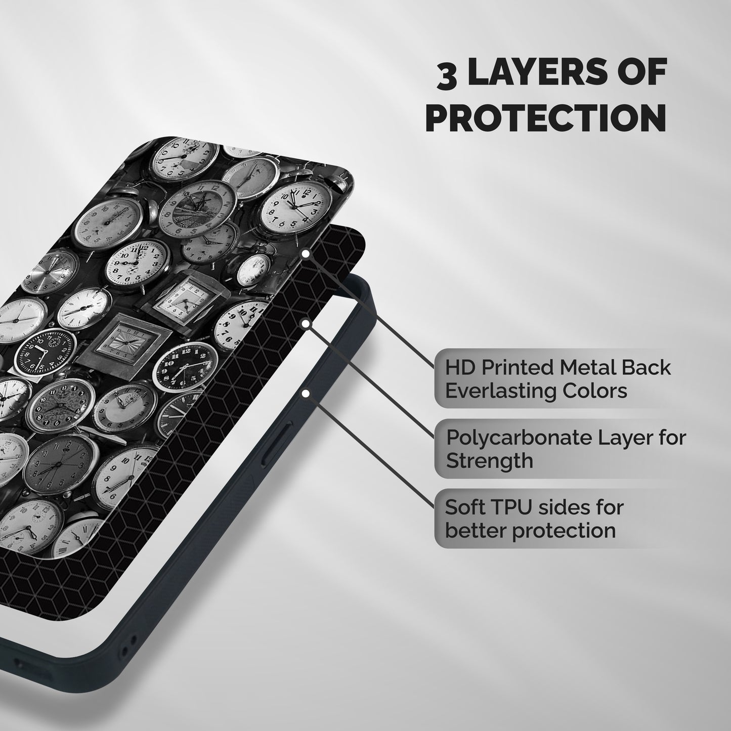 Monochrome Collection Shockproof Hybrid Protection (Metal + TPU) Back Case Cover