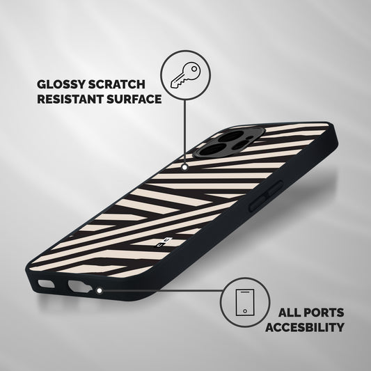 Monochrome Lines Shockproof Hybrid Protection (Metal + TPU) Back Case Cover