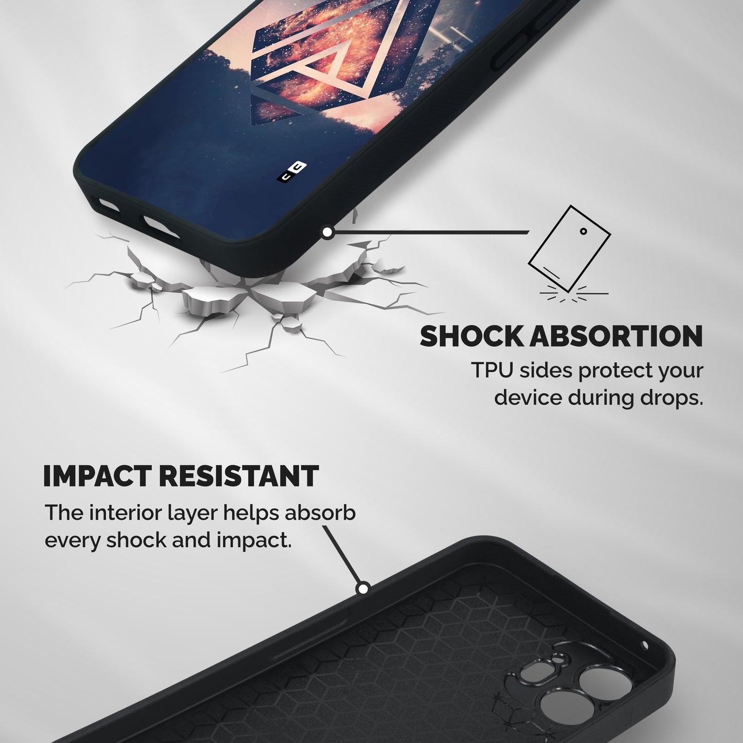 Moon Abstract Shockproof Hybrid Protection (Metal + TPU) Back Case Cover