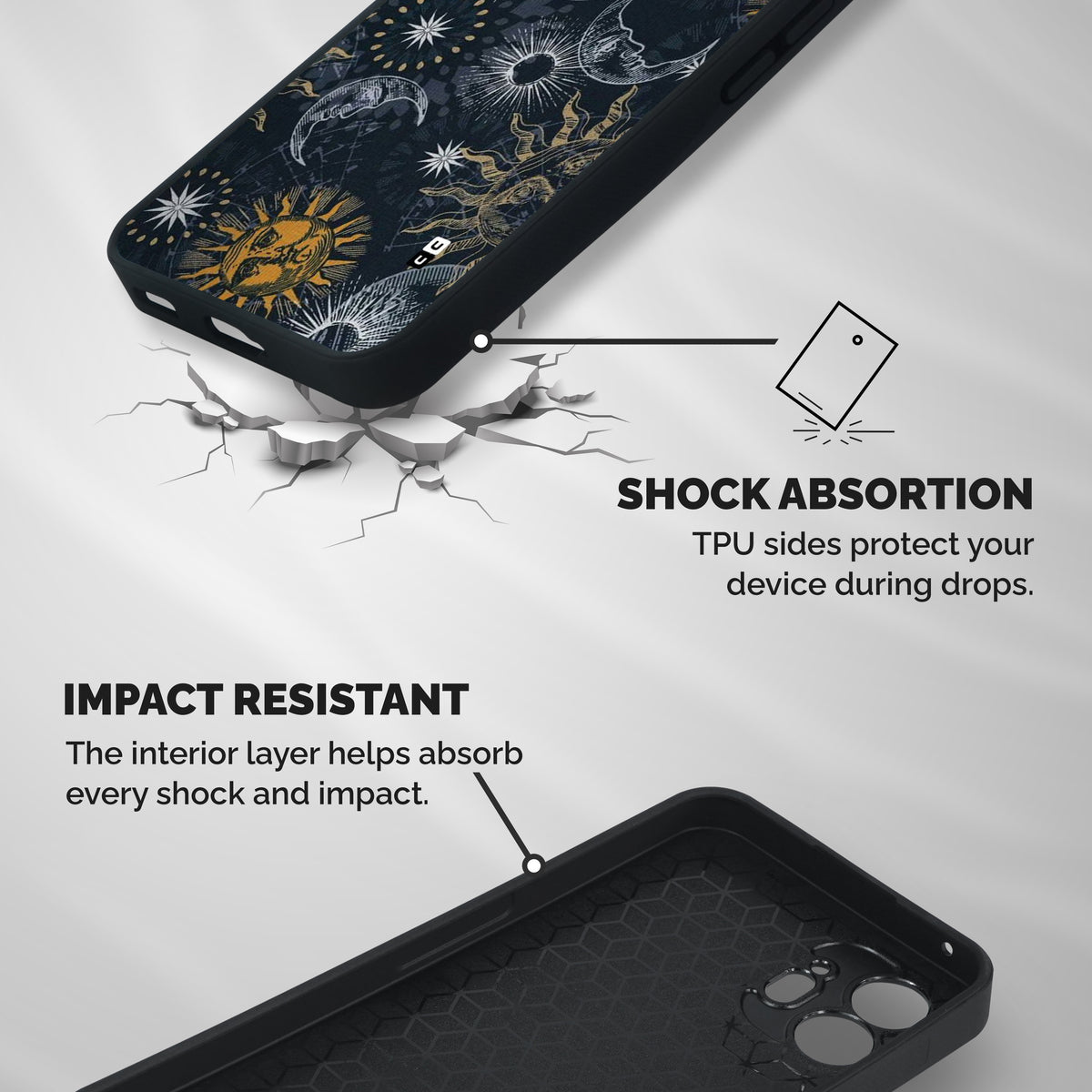 Moon And Sun Shockproof Hybrid Protection (Metal + TPU) Back Case Cover