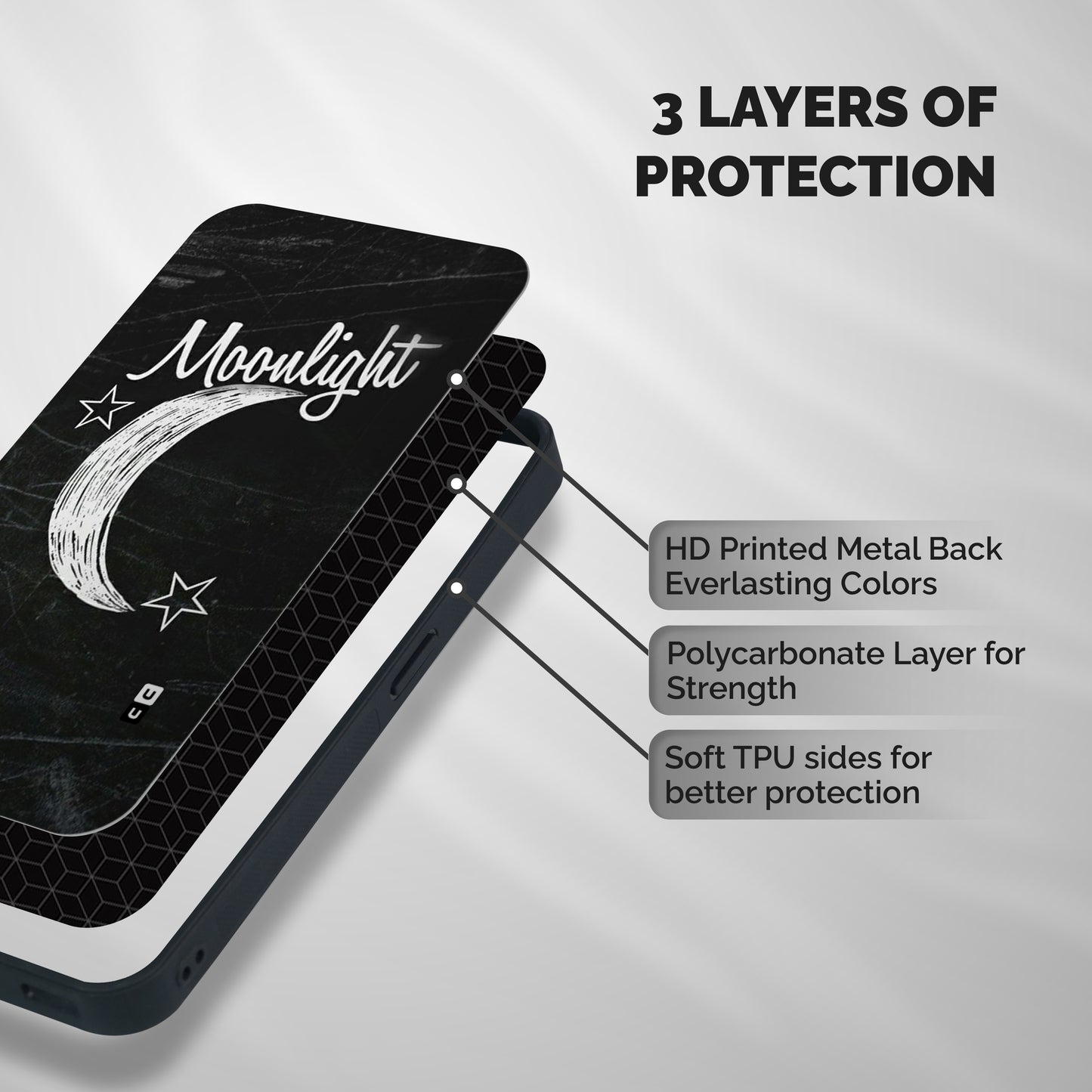 Moon Light Shockproof Hybrid Protection (Metal + TPU) Back Case Cover