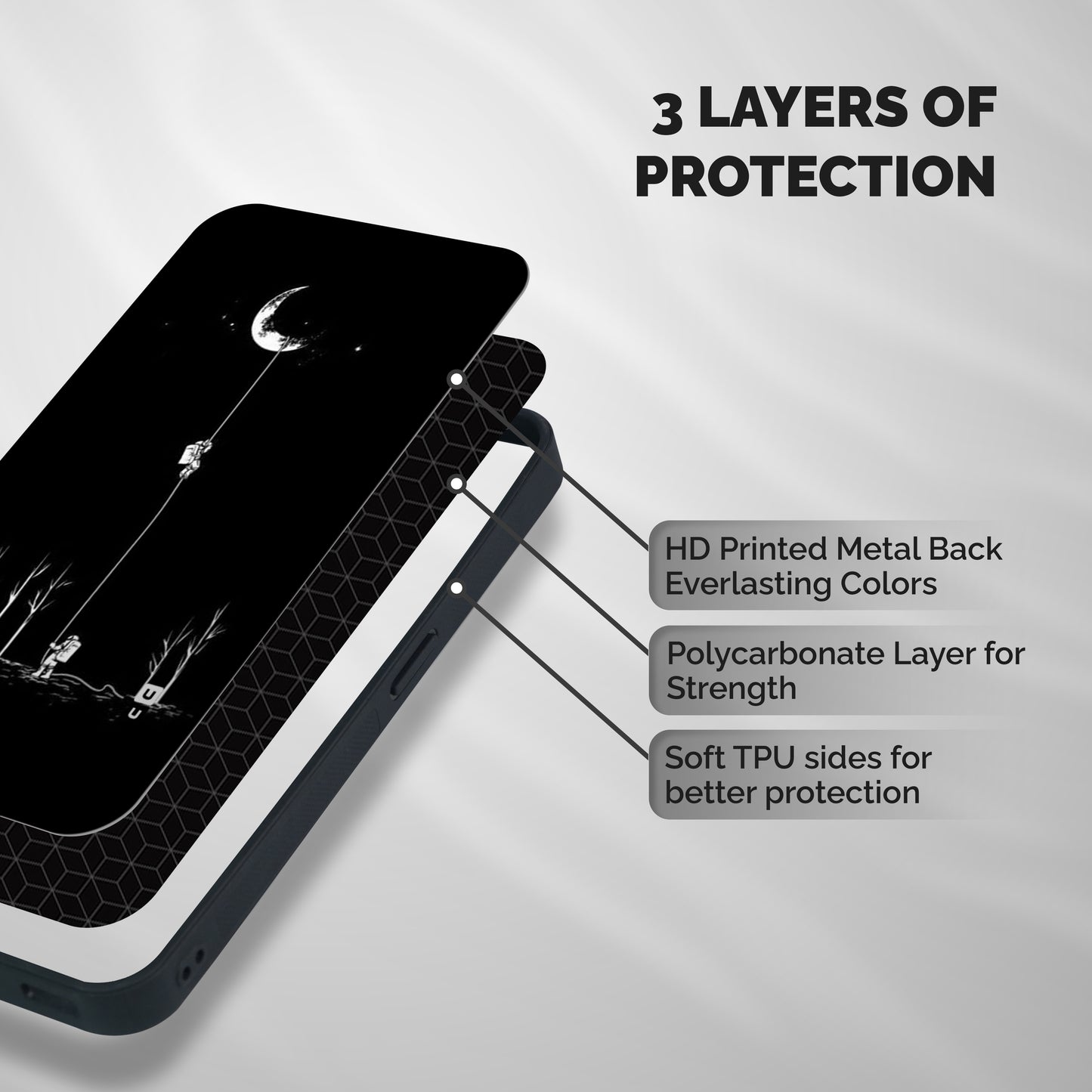 Moon Man Shockproof Hybrid Protection (Metal + TPU) Back Case Cover