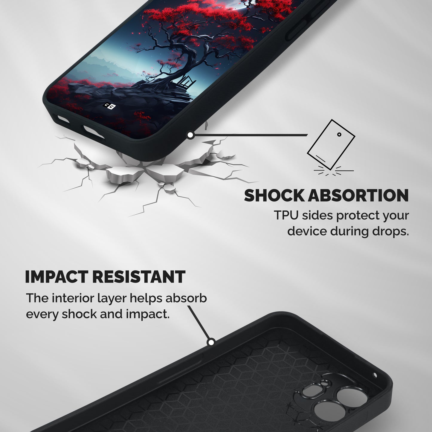 Moon Tree Shockproof Hybrid Protection (Metal + TPU) Back Case Cover