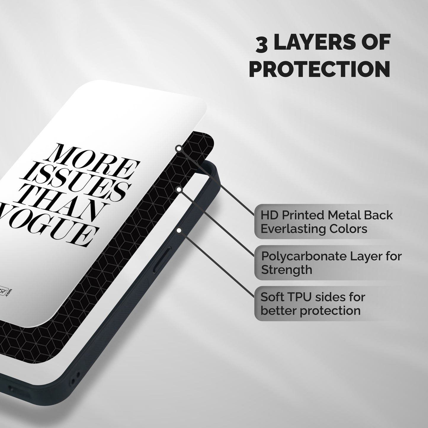 More Issues than Vogue (White) Shockproof Hybrid Protection (Metal + TPU) Back Case Cover