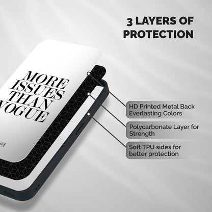 More Issues than Vogue (White) Shockproof Hybrid Protection (Metal + TPU) Back Case Cover